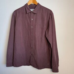 Royal Robbins Men's Medium Modal Button Up Shirt Relaxed Fit Burgundy-Plum‎